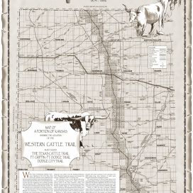 Map of Western Cattle Trail In Kansas